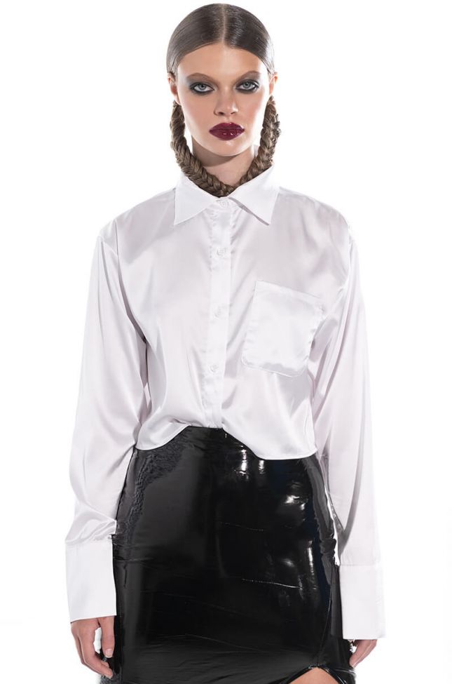 Front View The New Classic Cropped Satin Blouse