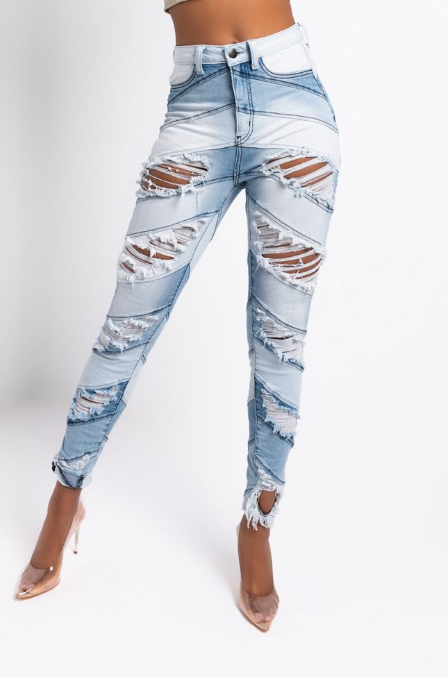 Front View The Perfect High Waisted Skinny Jeans in Light Blue Denim