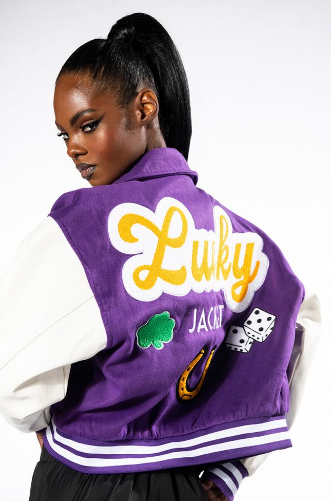 Side View This Is My Lucky Varsity Jacket