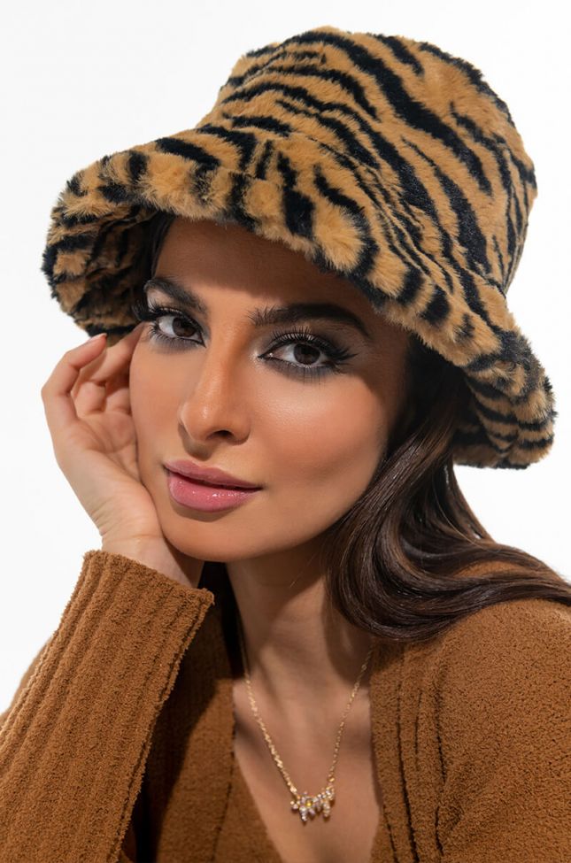 Front View Tiger Fur Hat