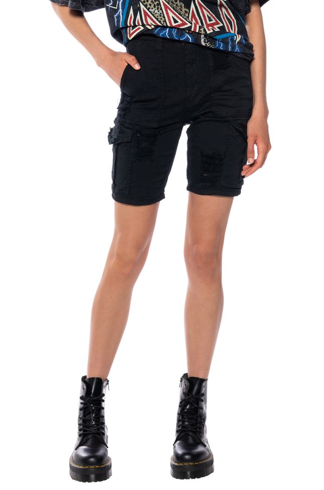 TIME TO ROCK CARGO HIGH WAISTED SHORTS