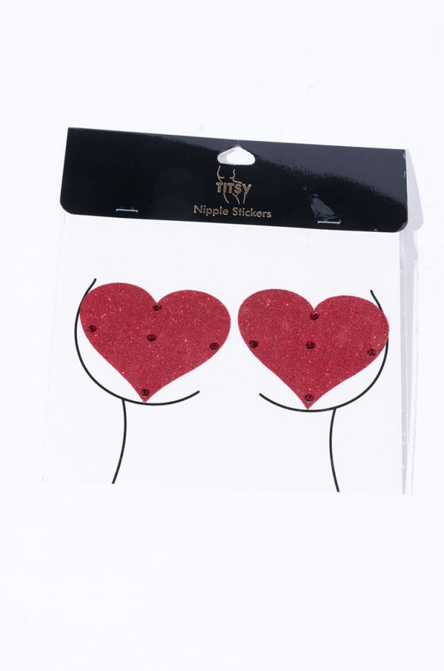 Front View Titsy Lover Heart Nip Sticker