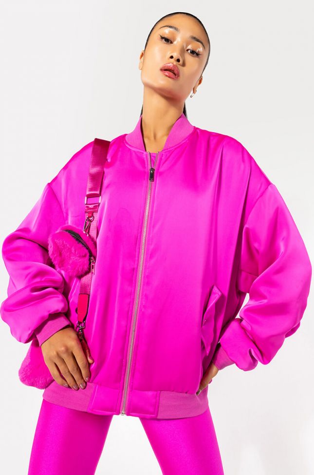 Side View To Love You Satin Varsity Bomber