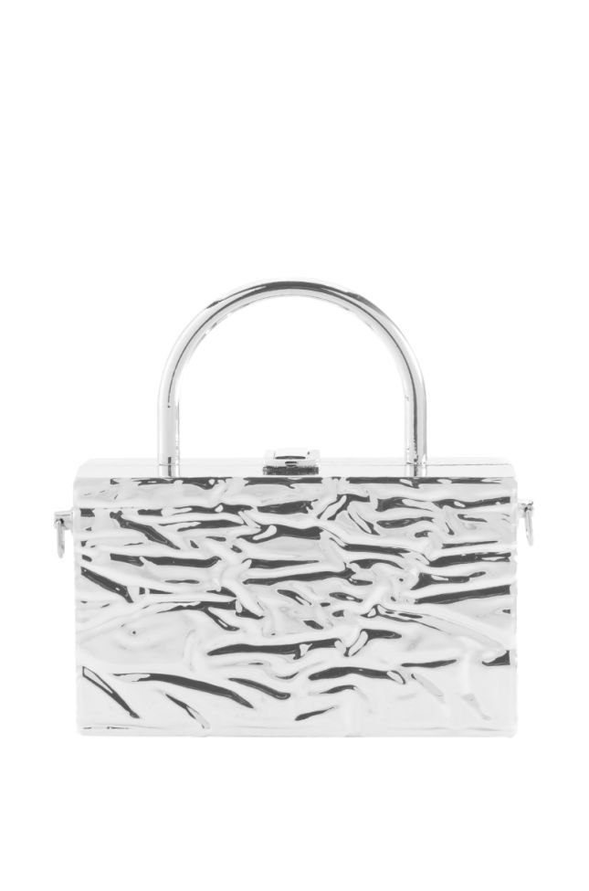 Side View To The Touch Chrome Top Handle Purse