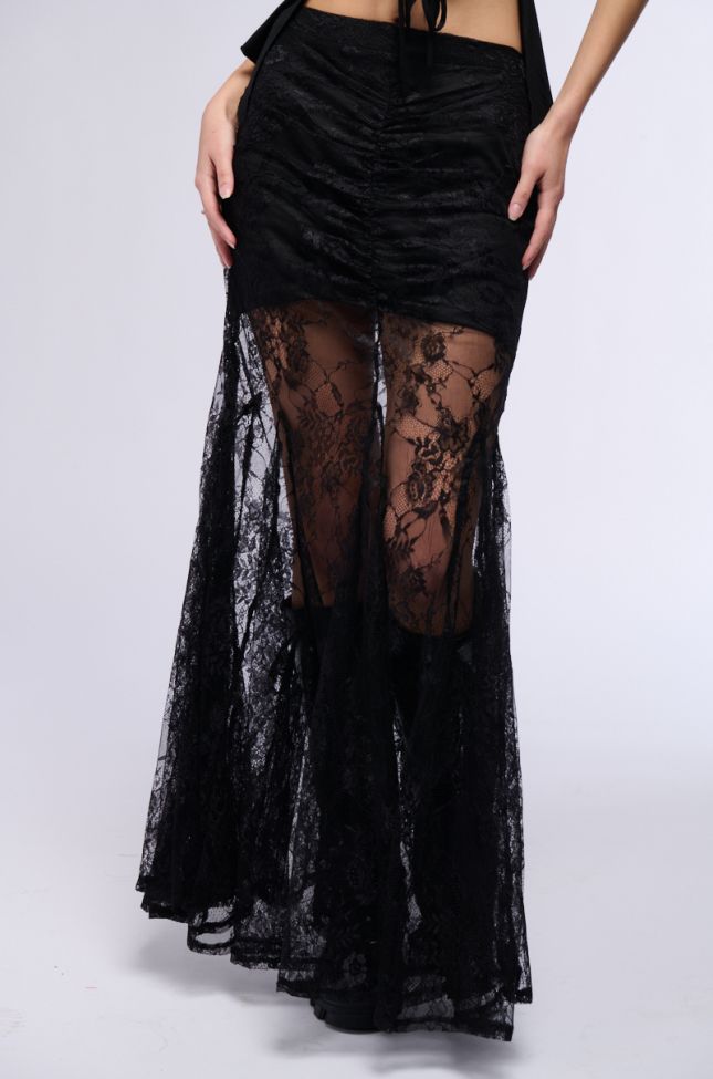 Front View Tonight Is The Night Lace Maxi Skirt