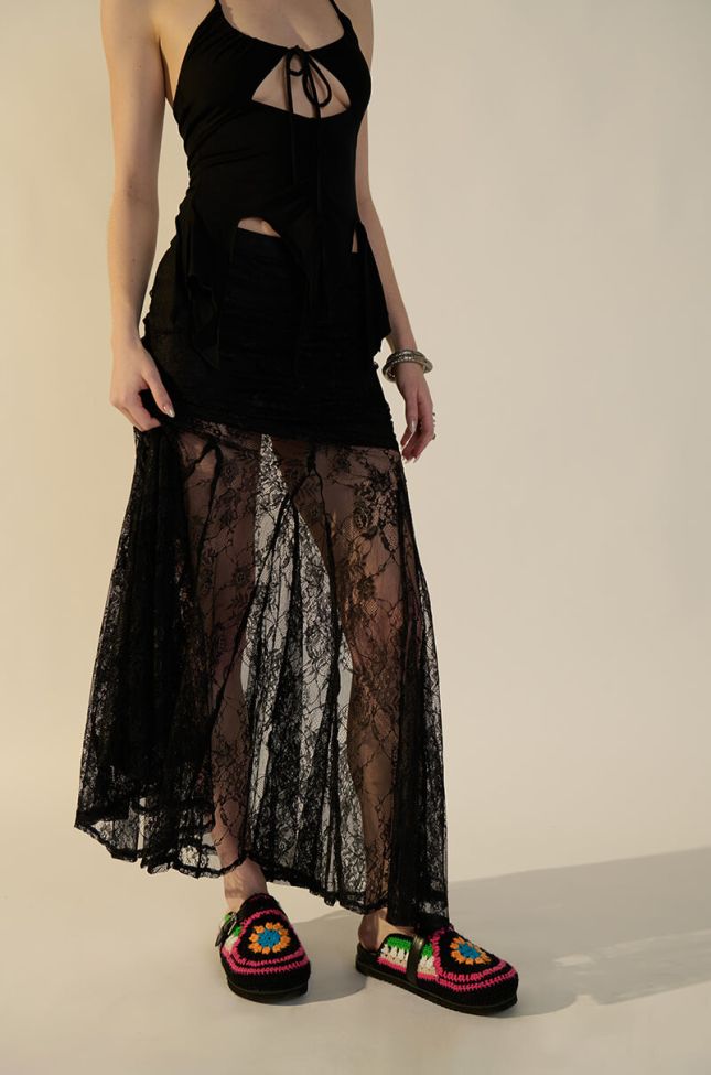 Extra View Tonight Is The Night Lace Maxi Skirt