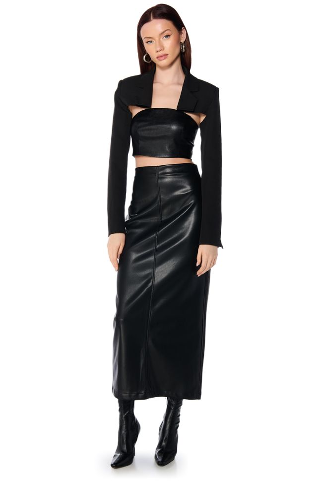 Extra View Top Tier Girl Faux Leather Maxi Skirt