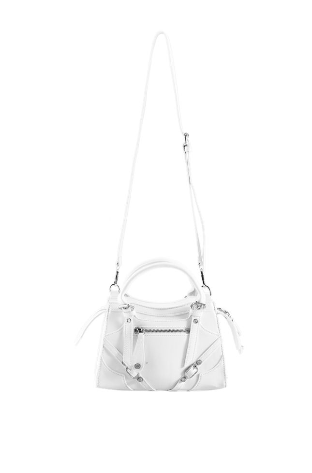 Side View Tracie Moto Bag In White