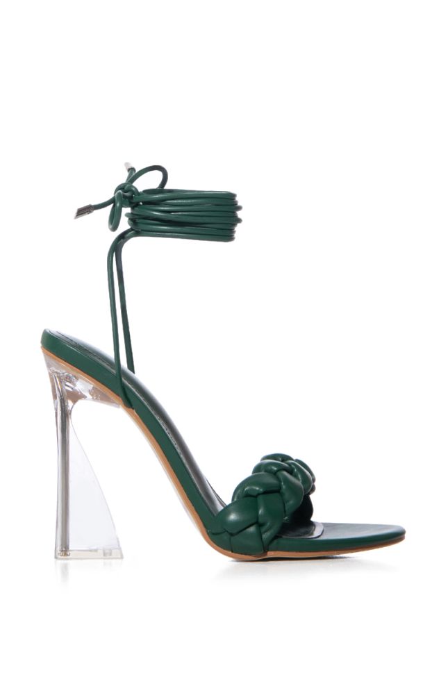 Back View Tracy Braided Lace Up Sandal In Green
