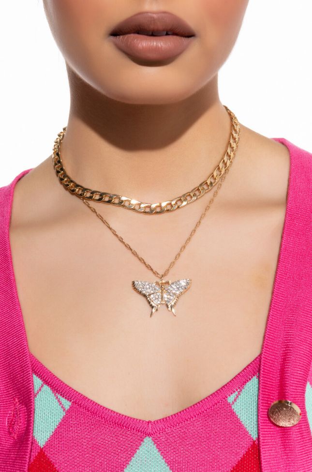 Front View True To You Butterfly Layered Necklace