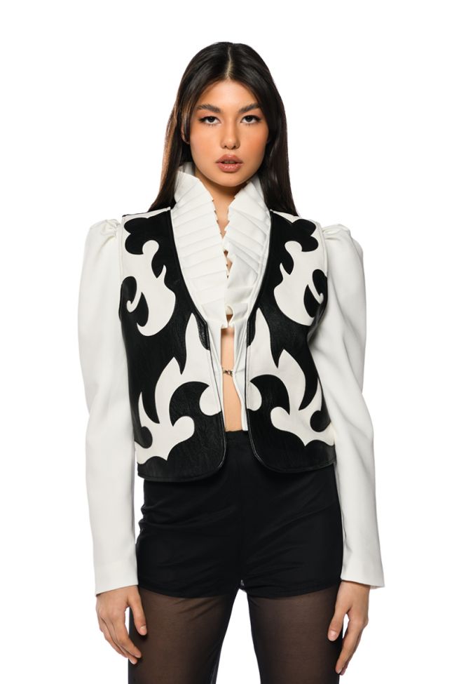 TWO IN ONE GRAND OPERA WESTERN VEST AND RUFFLE COLLAR BLAZER