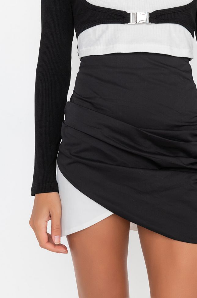 Full View Two Tone Ruched Mini Skirt