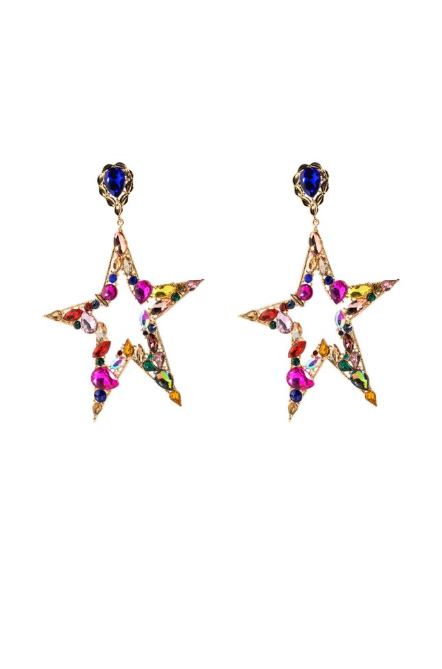 Side View Ultra Star Embellished Statement Earrings