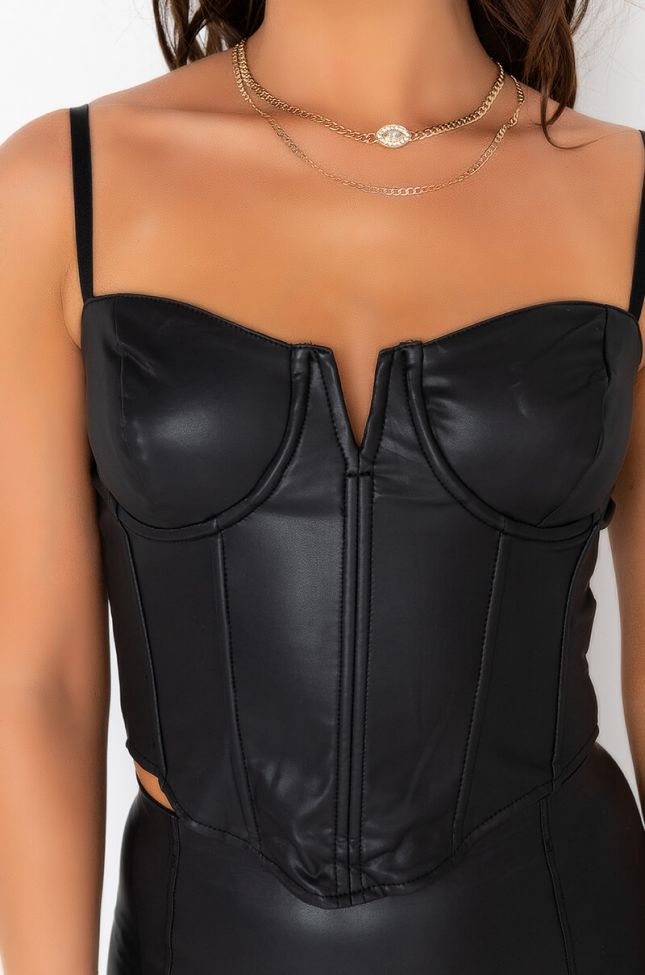 Full View Ultra Stretch Faux Leather Corset