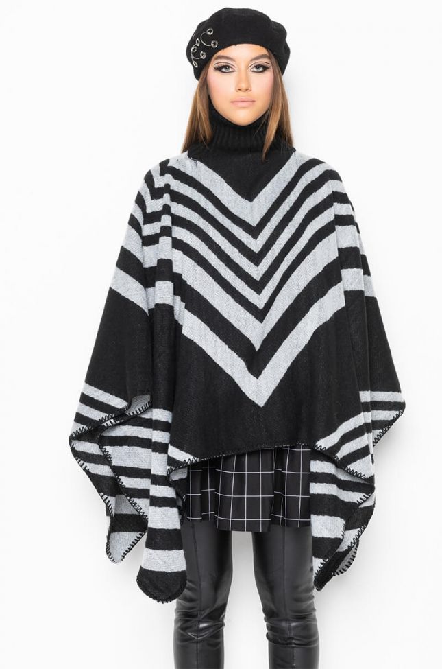 Front View Unapproachable Turtleneck Poncho