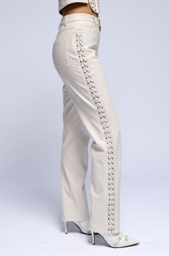 Extra View Unbelievable Lace Up Faux Leather Pant