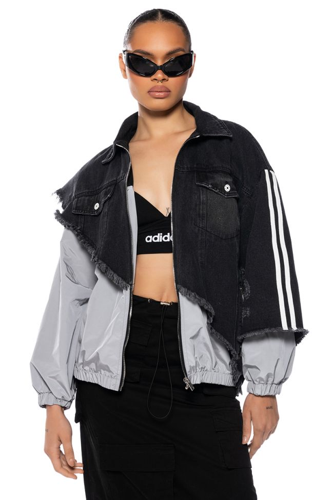 Front View Undecided Denim Bomber Jacket