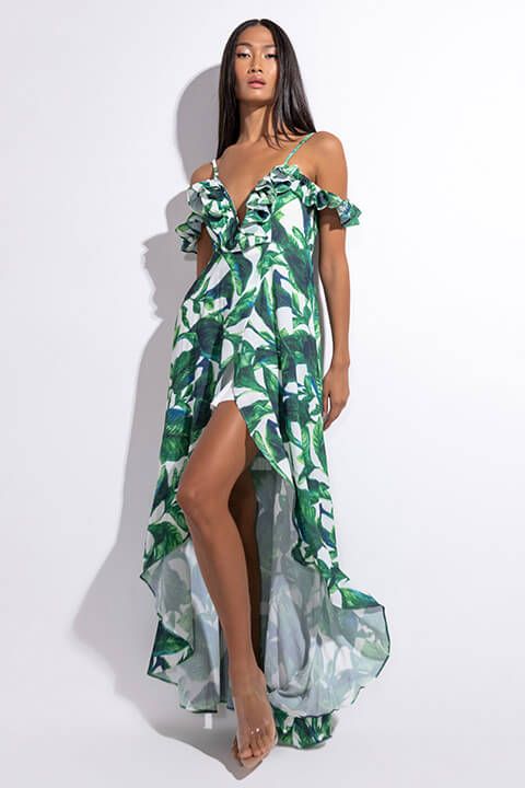 Side View Under The Palms Maxi Dress With High Slit