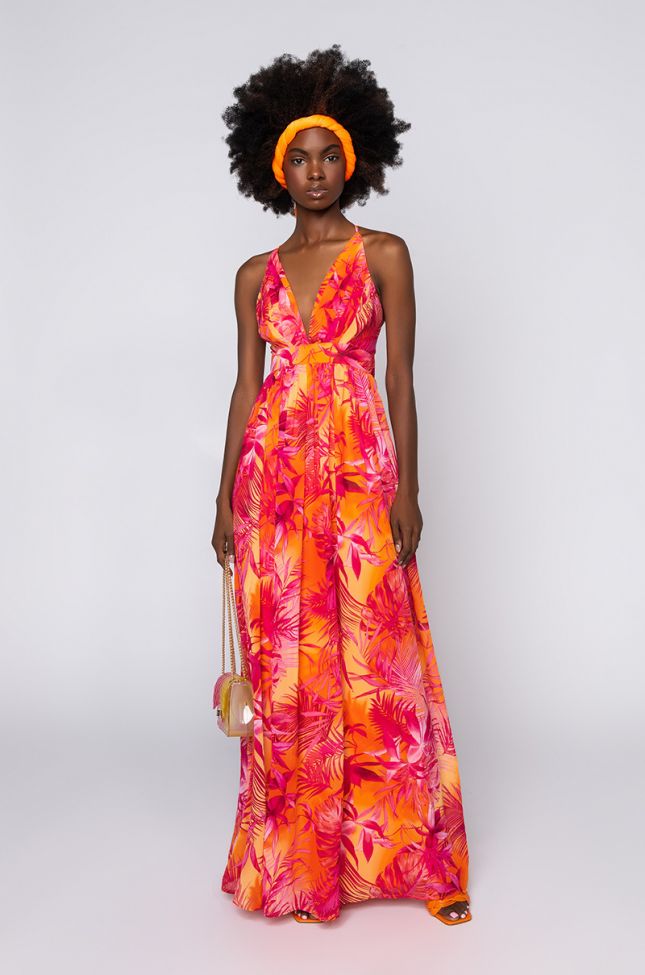 Side View Under The Sun Tropical Maxi in Pink Multi