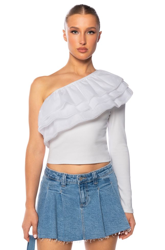 Front View Up In The Clouds One Shoulder Top