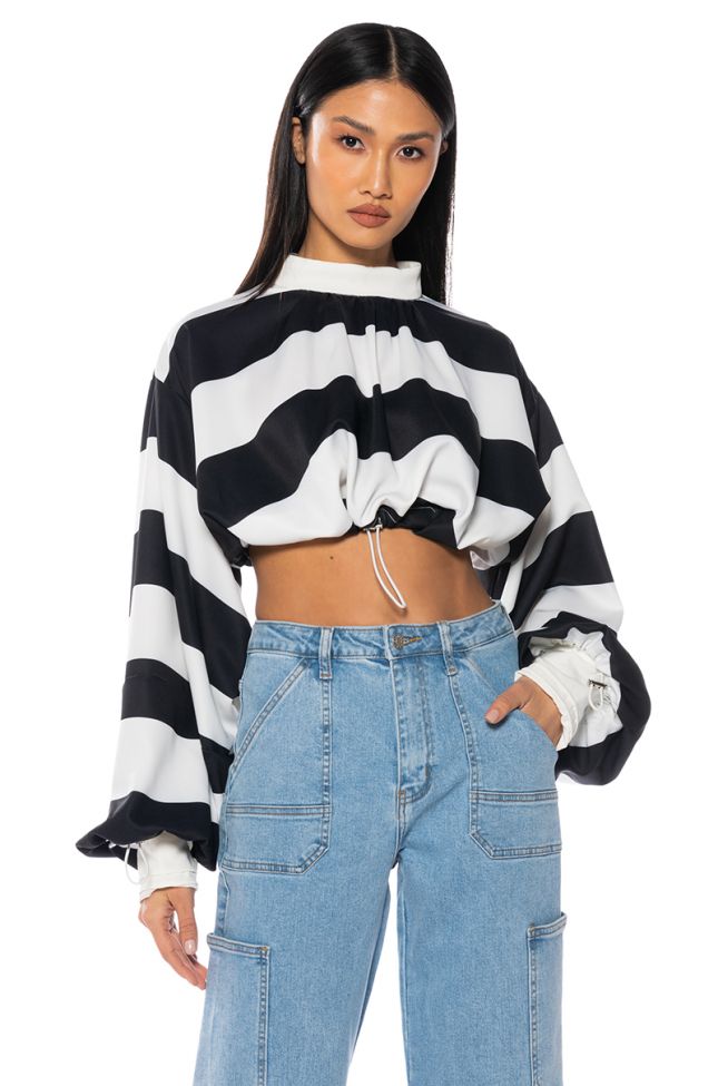 UP TO ME STRIPED CROP BLOUSE