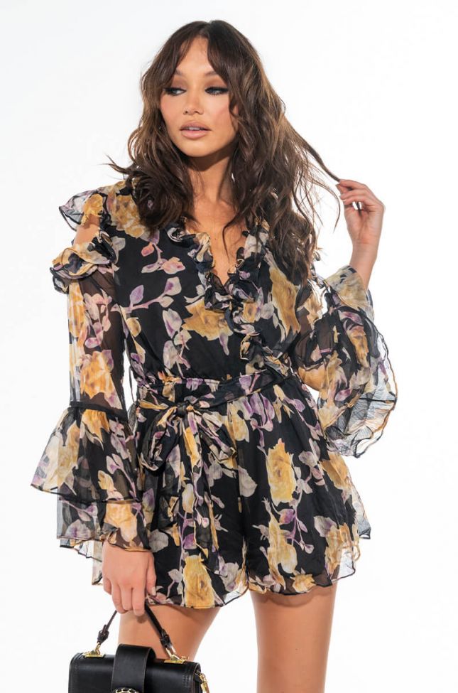 Front View Up To Something Floral Romper