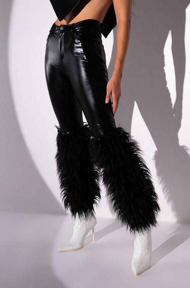 Front View Vibe To Remember Faux Fur Vegan Leather Pant