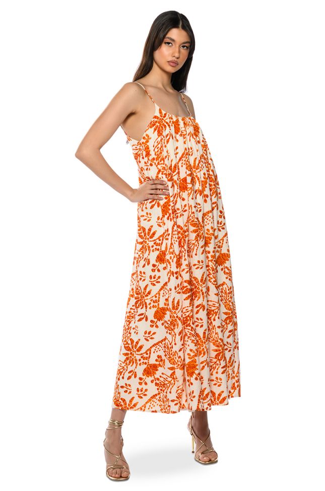 Front View Walk On The Beach Printed Maxi Dress