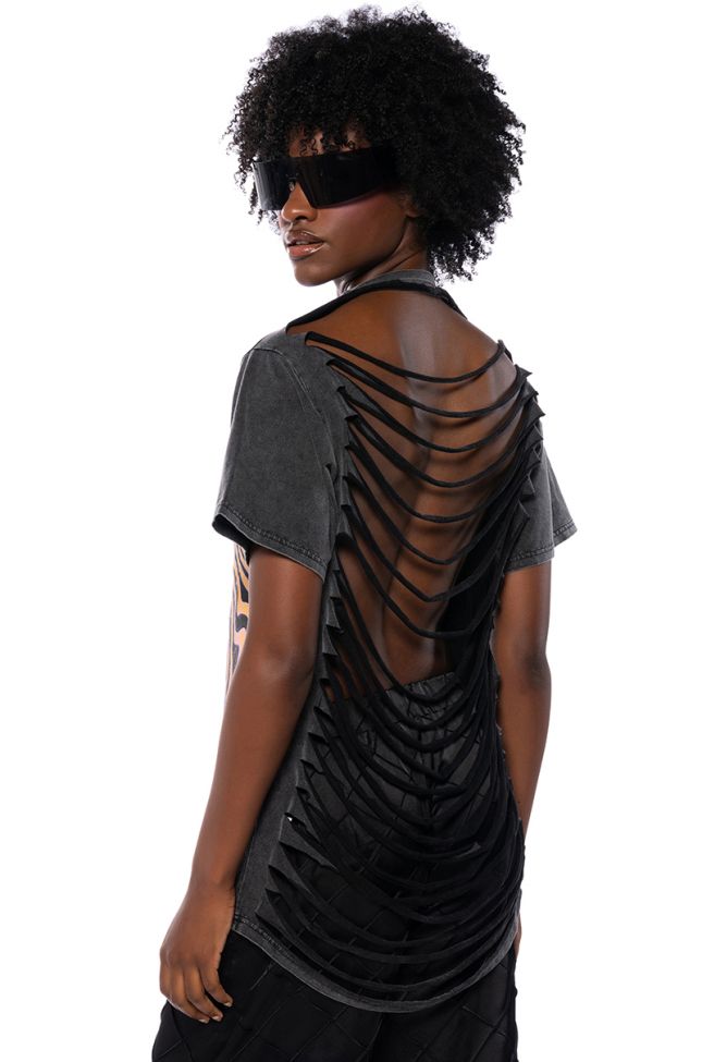 Side View Walk On The Wild Side Distressed Back T Shirt