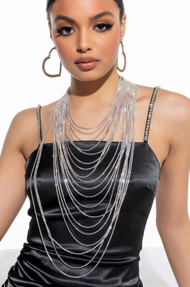 Front View Wanna Be Me Statement Drape Necklace