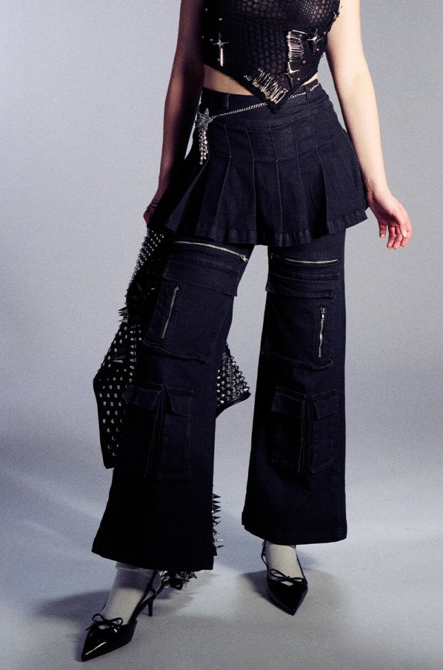 Extra View Want U Back Wide Leg Denim Pant With Skirt