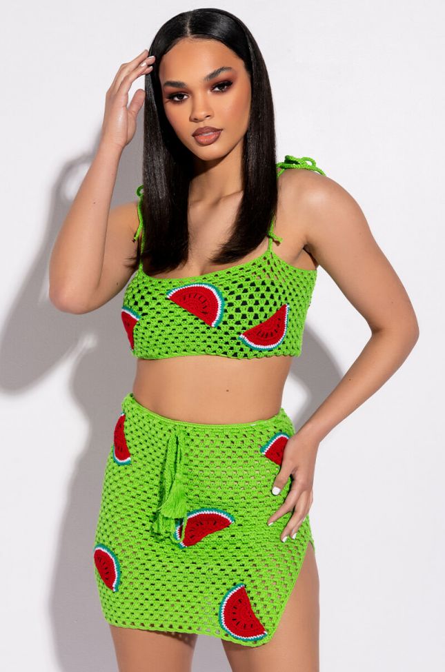 Side View Watermelon Suga Knit Mini Skirt
