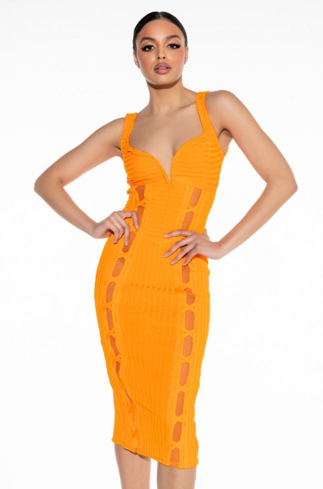 Front View Wedding Guest Vibes Bandage Midi Dress