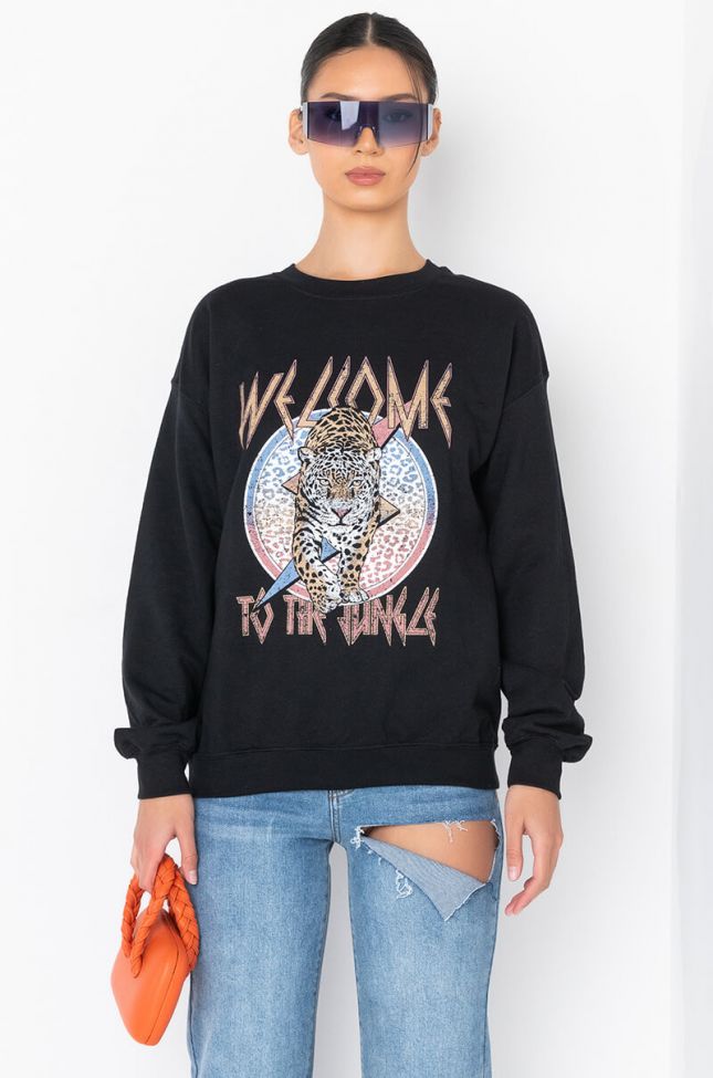 Side View Welcome To The Jungle Crew Neck Sweatshirt
