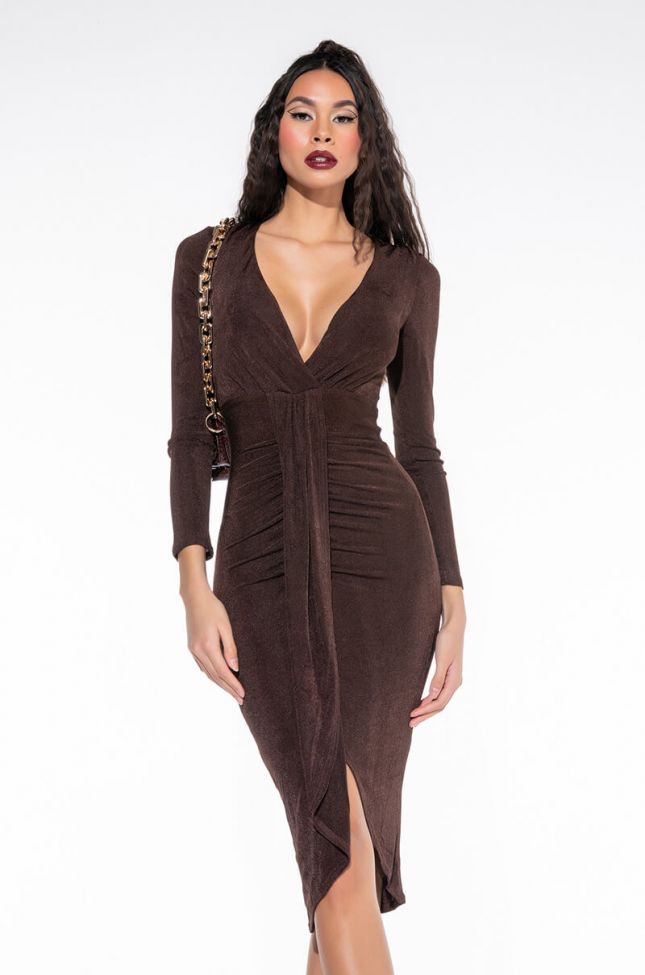 Front View What I Need Long Sleeve Midi Dress