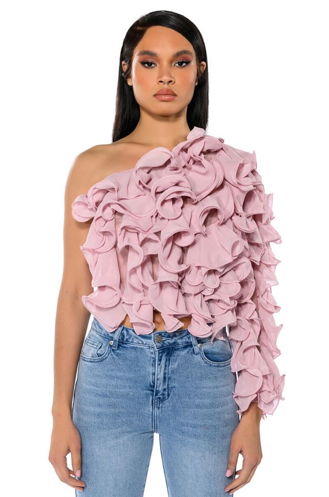 WHAT YOU WANT ONE SLEEVE TEXTURED TOP