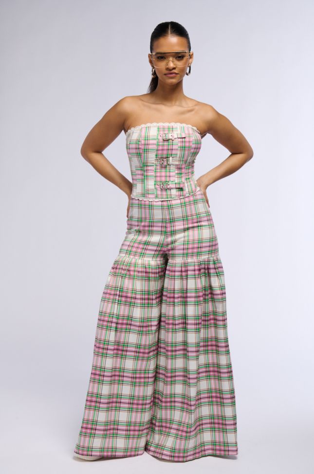 Extra View Whatever It Is Plaid Pleated Pant