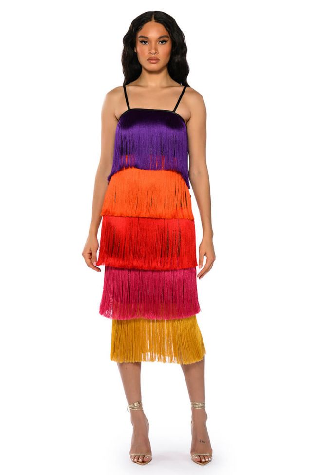 Front View When In Europe Tassel Tiered Maxi Dress