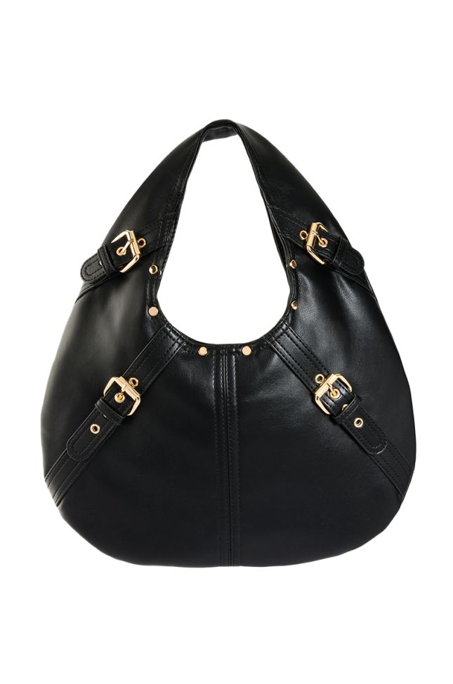 Side View Where Have You Been Buckle Bag In Black