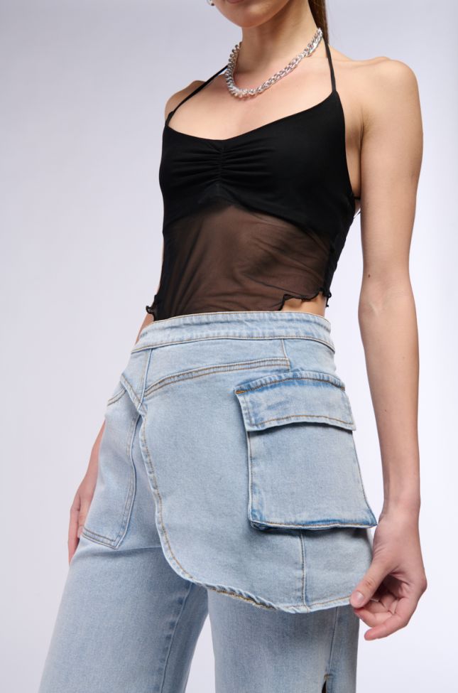 Front View Why Be Normal Asymmetrical Denim Belt