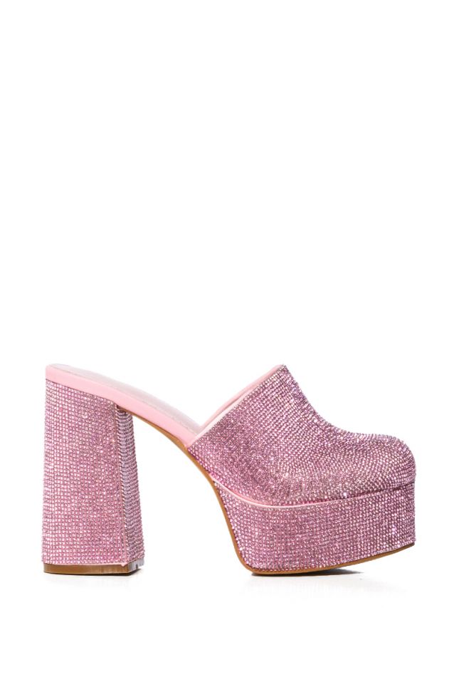 Side View Wilkinson Embellished Chunky Clog Pump In Pink