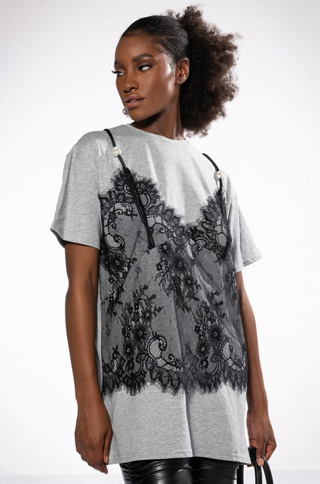 Front View Winny Lace Detail Tshirt