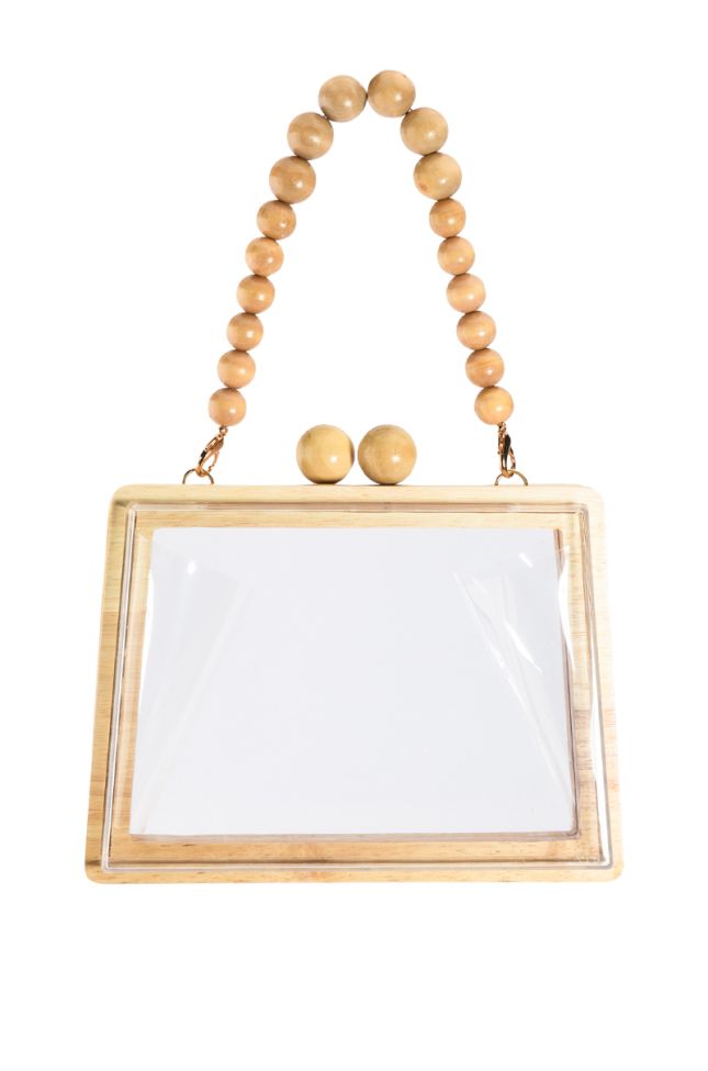 Back View Wood Frame Clear Purse