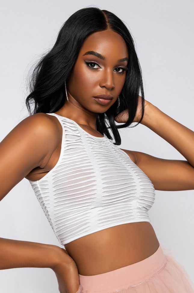 Front View Wrap It Up Crop Blouse in White