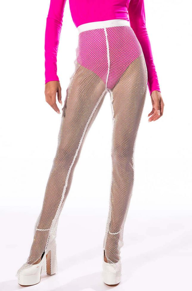 Front View You Cant Handle This Mesh Rhinestone Pant