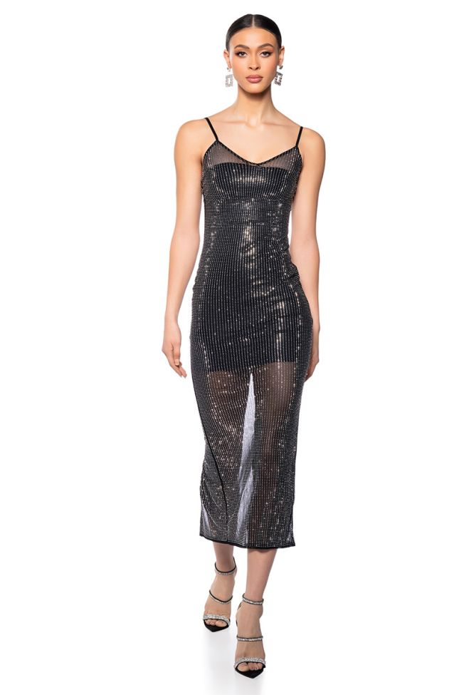 Extra View Your Eyes Only Sheer Embellished Dress