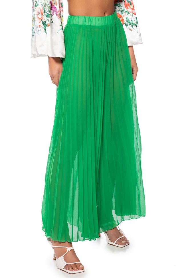 Front View Your Ultimate Pleated Palazzo Pant In Green