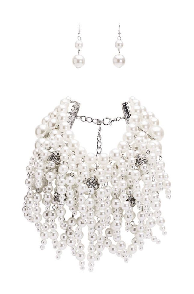 Back View Yours Truly Pearl Statement Necklace Set