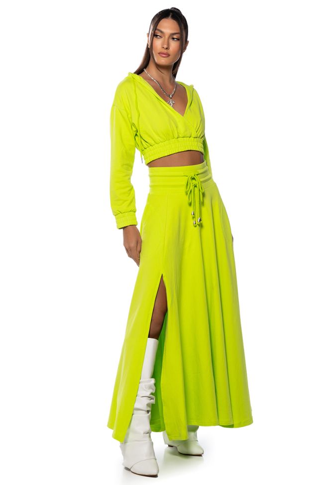 Back View Zumi Maxi Skirt In Lime