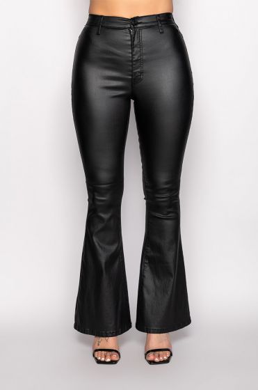 2024 Autumn Trendy High Waist Faux PU Leather Flare Zip Up Low Rise Black  Pants Solid Black Y2K Simple Clubwear From Kaiyanqia, $19.78